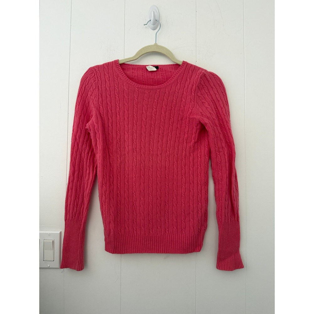 J.Crew Pink Wool Cashmere Blend Cable Knit Sweater 85963 Small Lightweight
